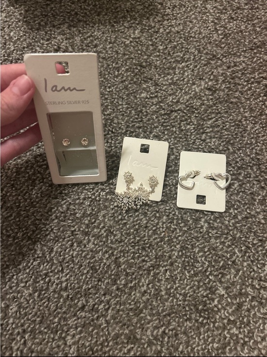 i am Jewelry - Sterling Silver Heart Hoop & Stud Earring Set in Silver